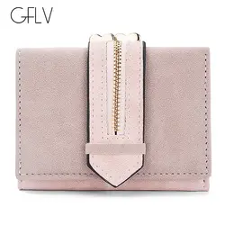GFLV брендовые Модные Винтажные Короткие Кошельки женские скраб кожаные маленькие кошельки на молнии дизайн пояса кошелек с отделением для