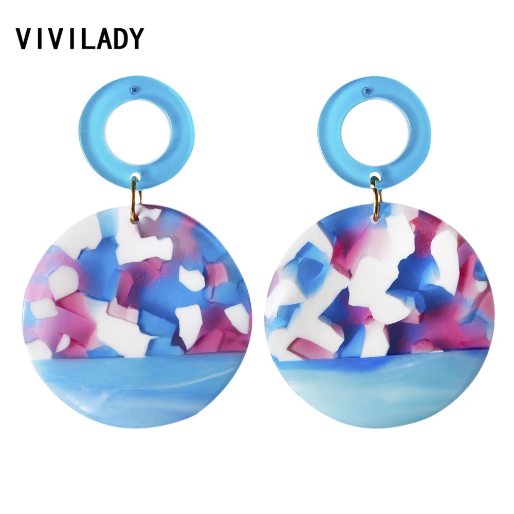 

VIVILADY Trendy Candy Jelly Color Acrylic Dangle Earrings Women Handmade Round Brincos Bijoux Statement Jewelry Birthday Gifts