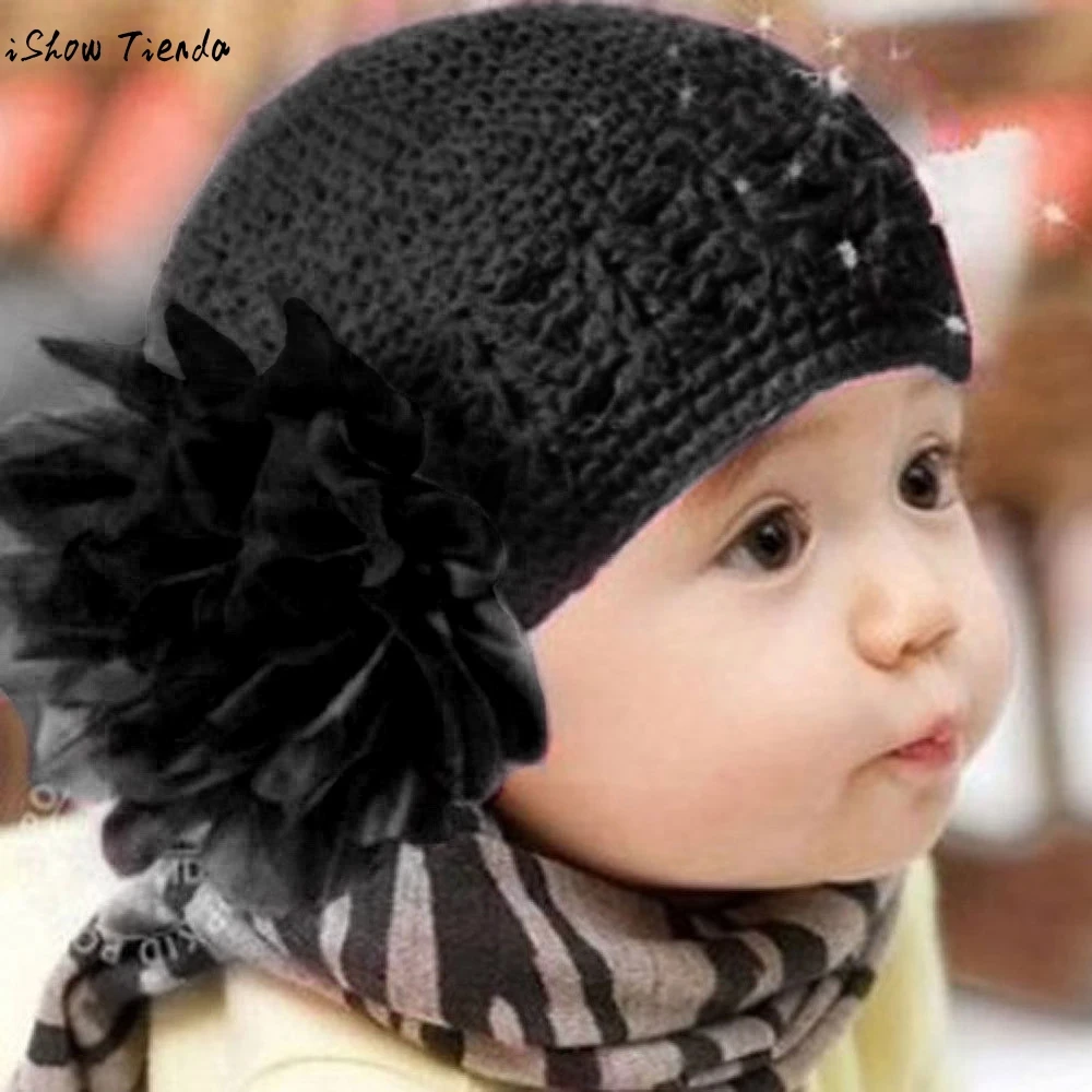 Лидер продаж; шапка для маленьких мальчиков и девочек; теплая зимняя вязаная шапка для малышей с цветочным рисунком; шапочка для волос