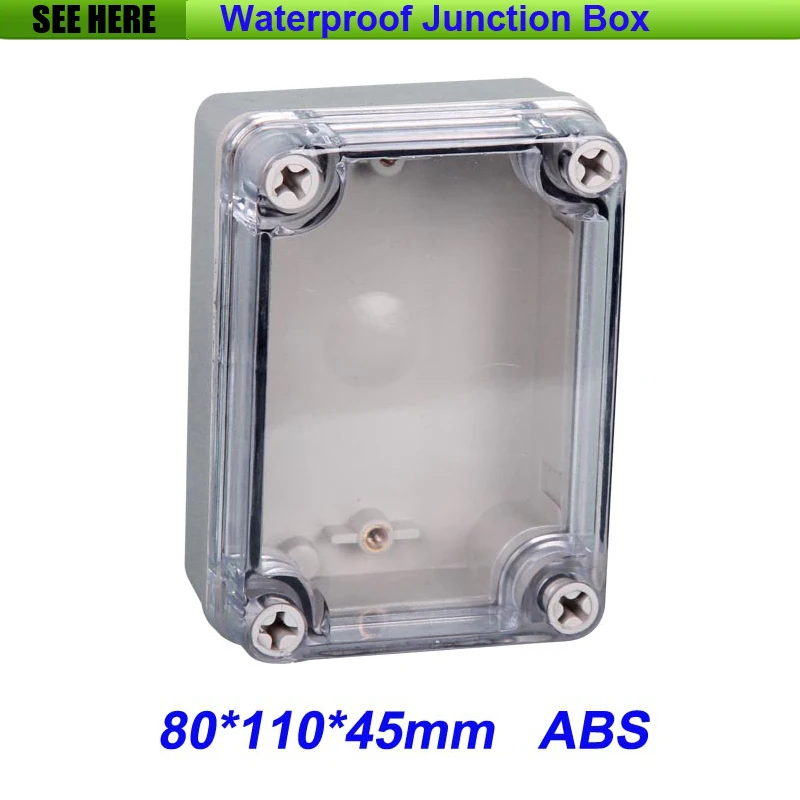 

Free Shipping Good Quality ABS Material Clear Cover IP66 Waterproof Tool Box 80*110*45mm
