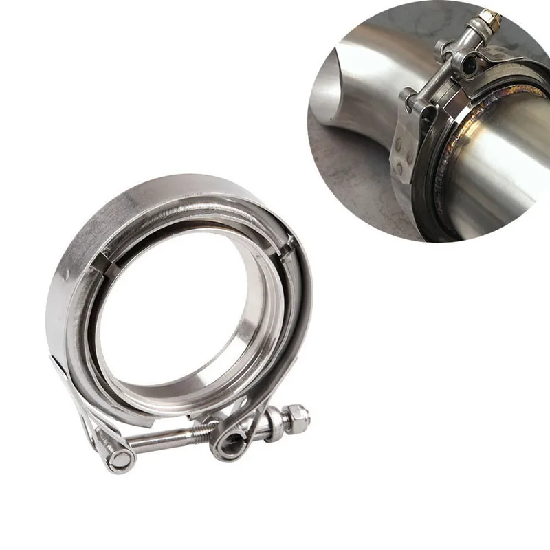 

Stainless Steel Auto V-band Exhaust Male Female Flange 76mm Vband Clamps Quick Release V band Clamp 2" 2.5" 3" 3.5" 4" Inch