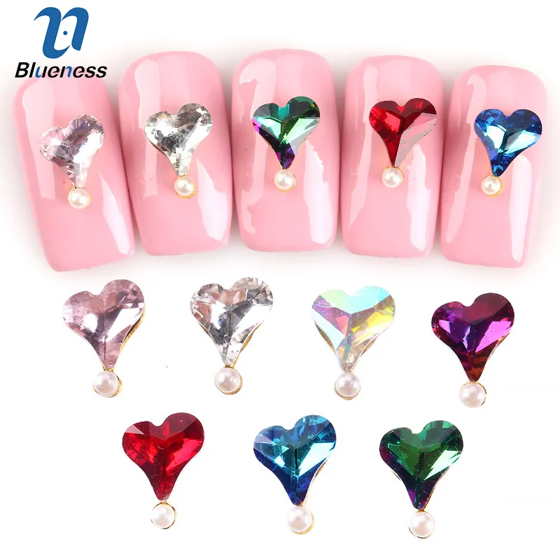 Blueness 10Pcs/lot Heart Gem Design 3D Rhinestones Nail Art Decorations