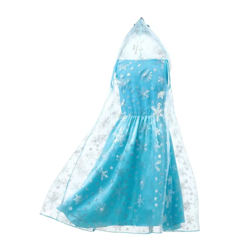 MUABABY костюм Снежной Королевы Эльзы для девочек; детское платье принцессы для костюмированной вечеринки со снежинками и капюшоном; платье с длинными рукавами для Хэллоуина