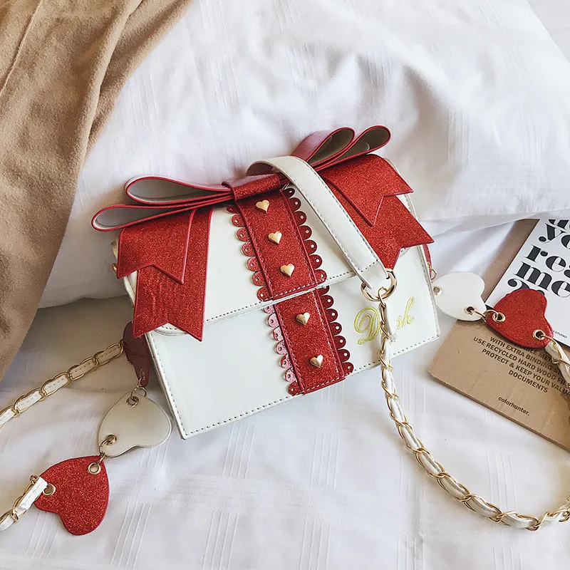 

2019 Fashion Solid Candy Color Sweet Girls Messenger Handbag Bow Casual Tote Mini Bag Women Party Purse PU Leather Crossbody Bag