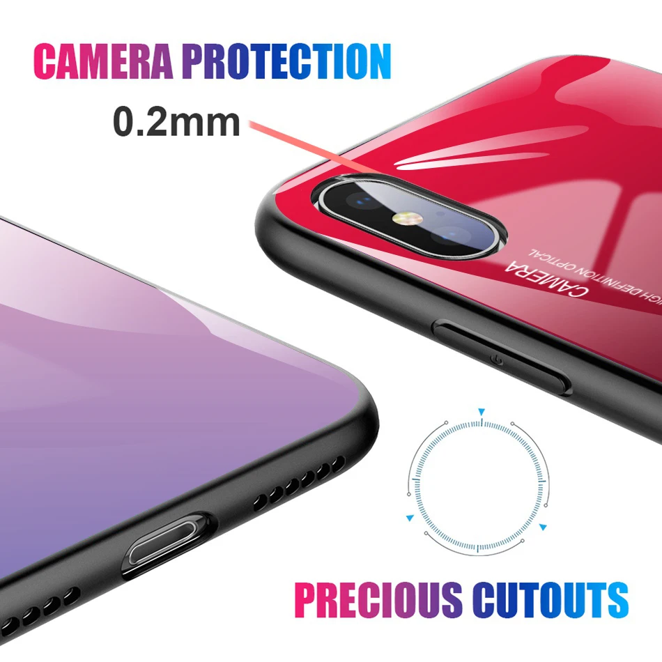 Чехол с градиентом для Redmi Note 7 задняя крышка из закаленного стекла силиконовый