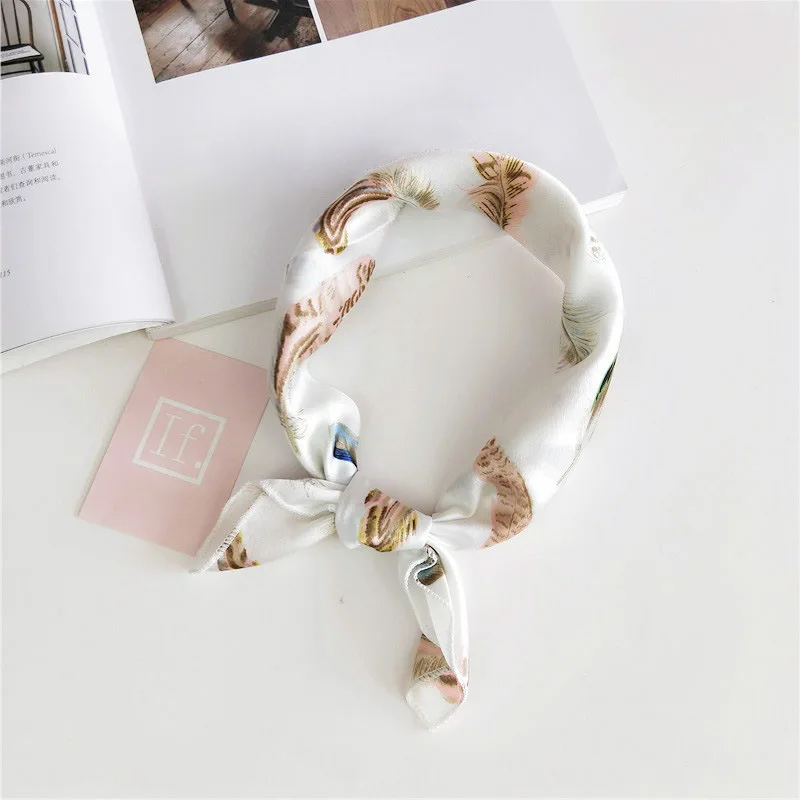 2019 women scarf silk feeling hair neck scarves square brand office Printing Hotel Waiter Flight Attendants Handkerchief rings