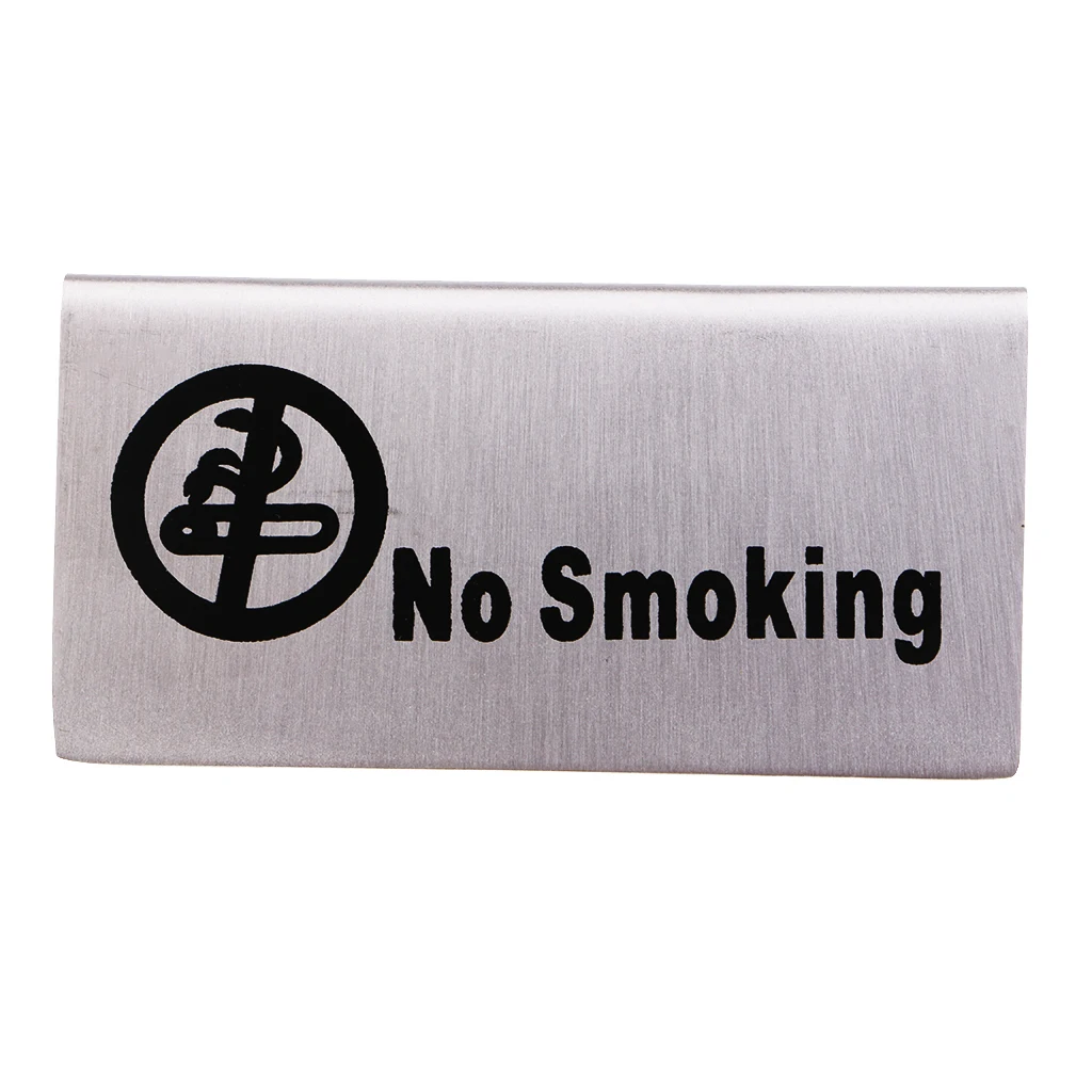 Stainless Steel Tabletop Sign - No-Smoking/ Reserved - Double-Sided Table Signs for Hotel Office Restaurant Remind Sign Tag