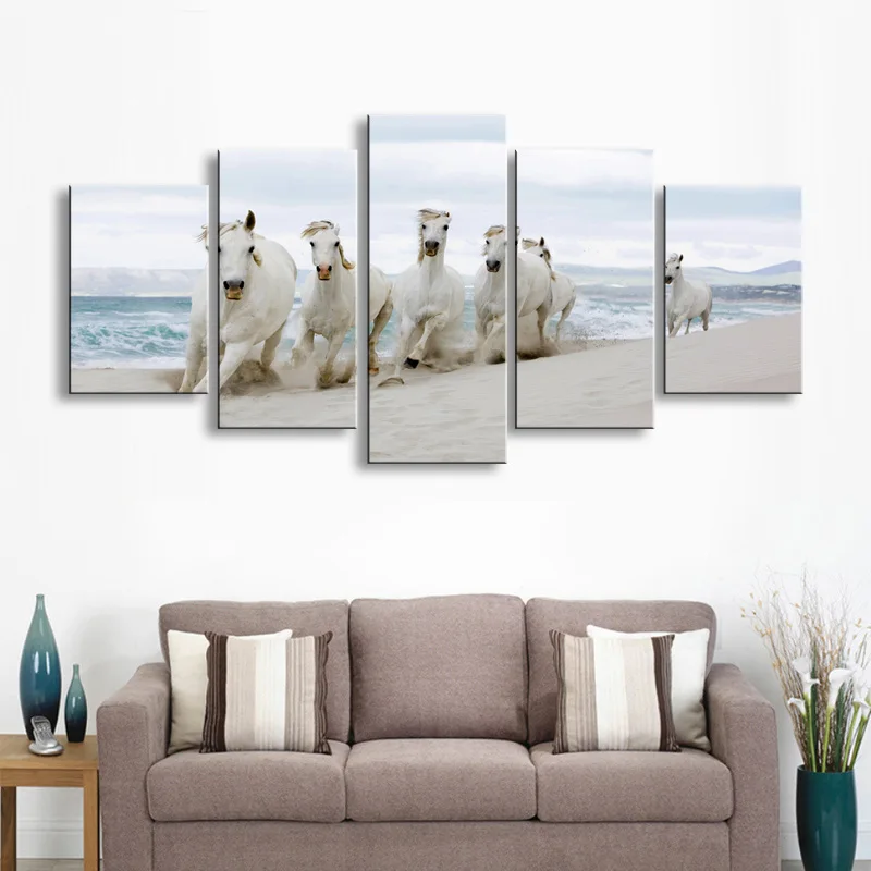 5 pieces high-definition print horse canvas oil painting poster and wall art living room picture B-047 (1)