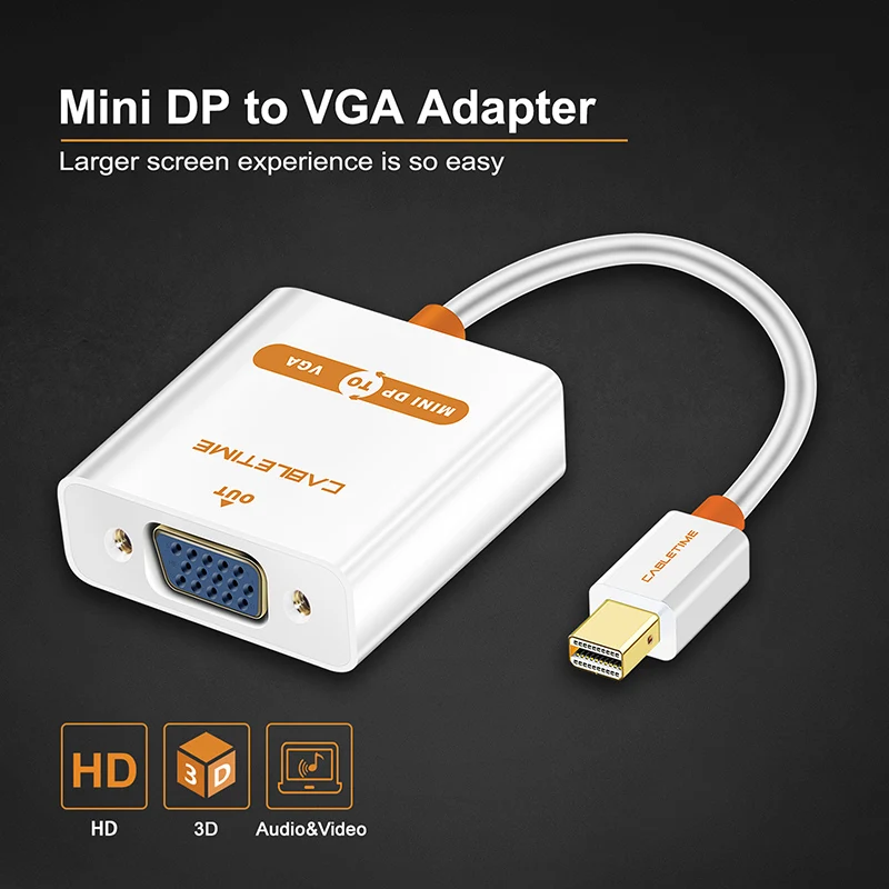 Кабель Thunderbolt Mini DisplayPort для кабеля VGA Mini DP для адаптера VGA для 1080P HDTV Macbook/iMac Pro N013