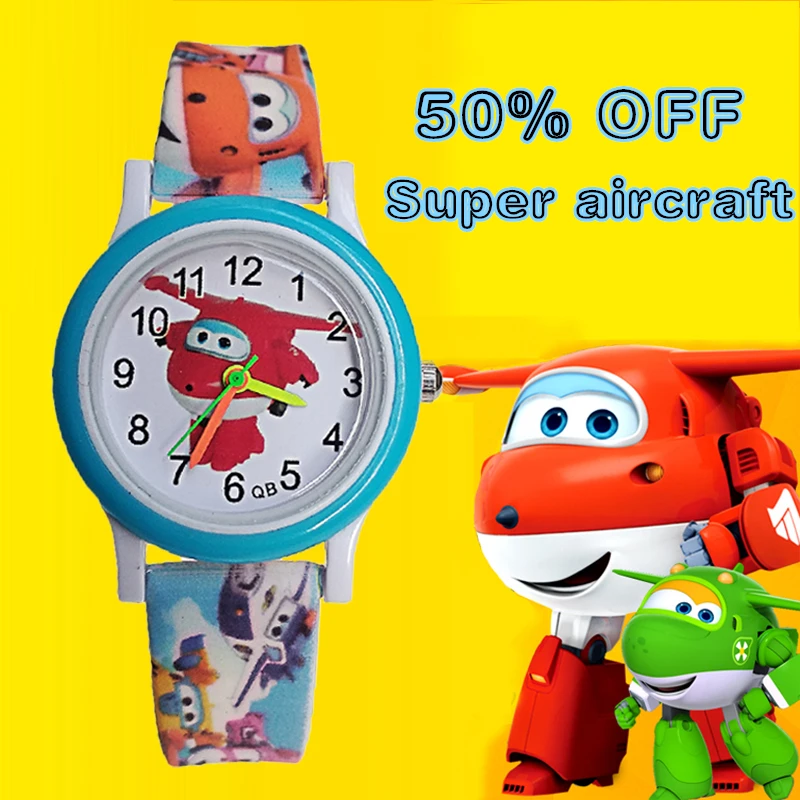 Printed strap High quality children watch Cartoon aircraft Child Watch waterproof kids watches for boy girl Christmas gift clock