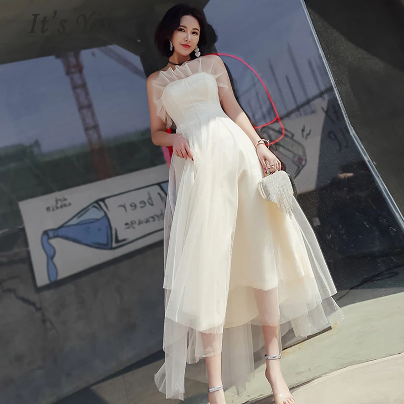 

It's Yiiya Prom Dress Sleeveless Vestidos De Gala Ruffles Women Party Night Dresses 2019 Plus Size Boat Neck Prom Gowns E695