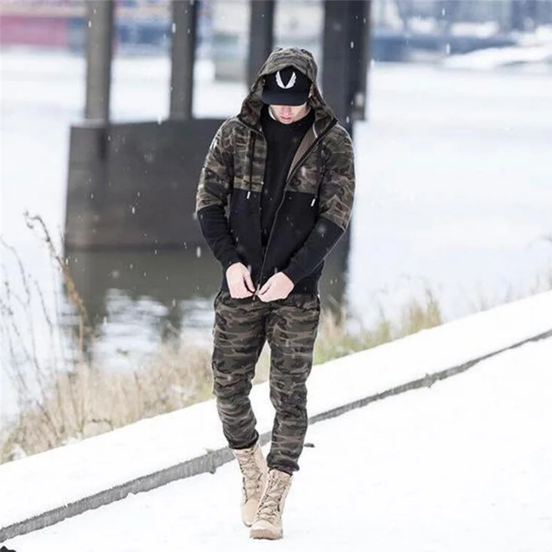 

2018 Fitness Men Hoodies Brand Clothing Men Hoody Zipper Casual Sweatshirt Muscle Men's Slim Fit Camouflage Jackets Men