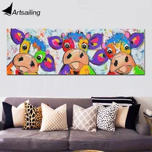 

Colorful Four Cows Animals Graffiti Oil Painting Canvas Prints for Wall Art Picture for Bedroom Living room Home Decor printed