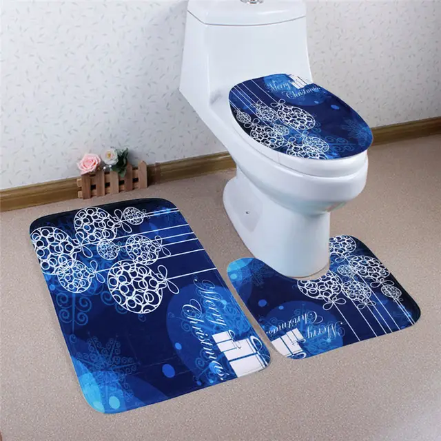 1 Set Christmas Toilet Foot Pad Seat Cover Non Slip Bathroom Sets 1 Set Christmas Toilet Foot Pad Seat Cover Non Slip Bathroom Sets Pedestal Rug