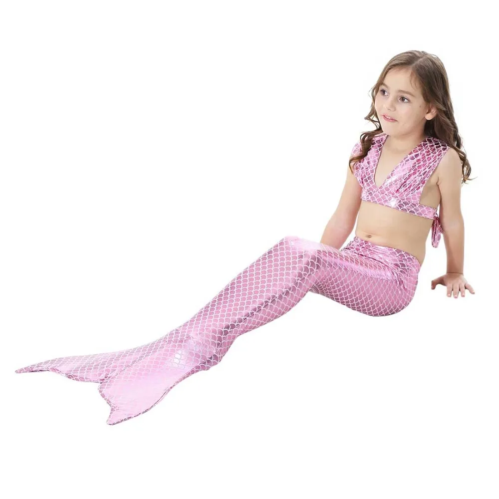 Girls Walkable And Swimmable Mermaid Tail Swimsuit Cosplay Costume Kids Children Bikini And Sparkle Mermaid Swimtail