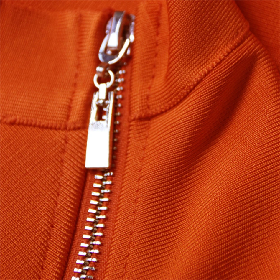 Осеннее облегающее вечернее короткое платье с молнией спереди, сексуальное однотонное Оранжевое Женское облегающее Бандажное платье без рукавов Vestidos