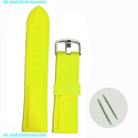 22mm Neon Yellow  Silicone Jelly Rubber Unisex Watch Band Straps WB1054V22JB