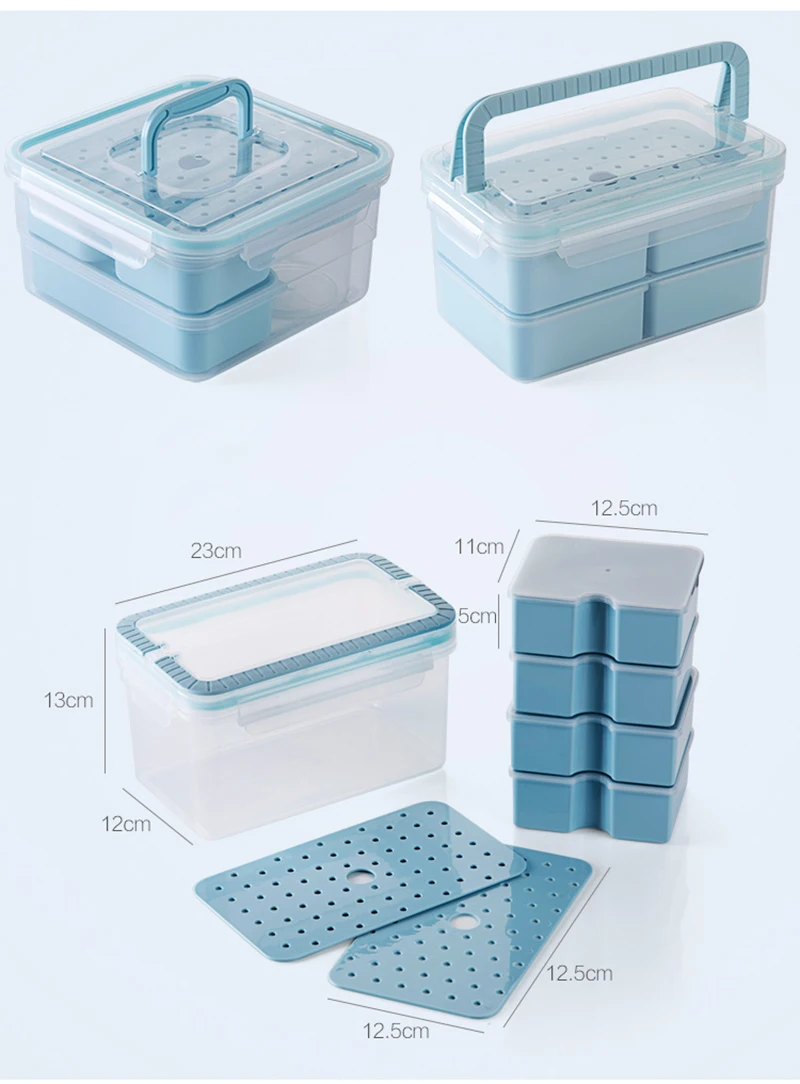 TUUTH Microwave Lunch Box Set Independent LatticeLeak-Proof Refrigerator Storage Box Portable Bento Box For Kids White Collar A11