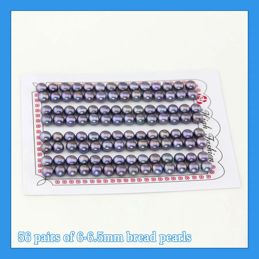 

CLUCI FREE SHIPPING, 6-6.5mm AAA black bread shape freshwater pearl beads