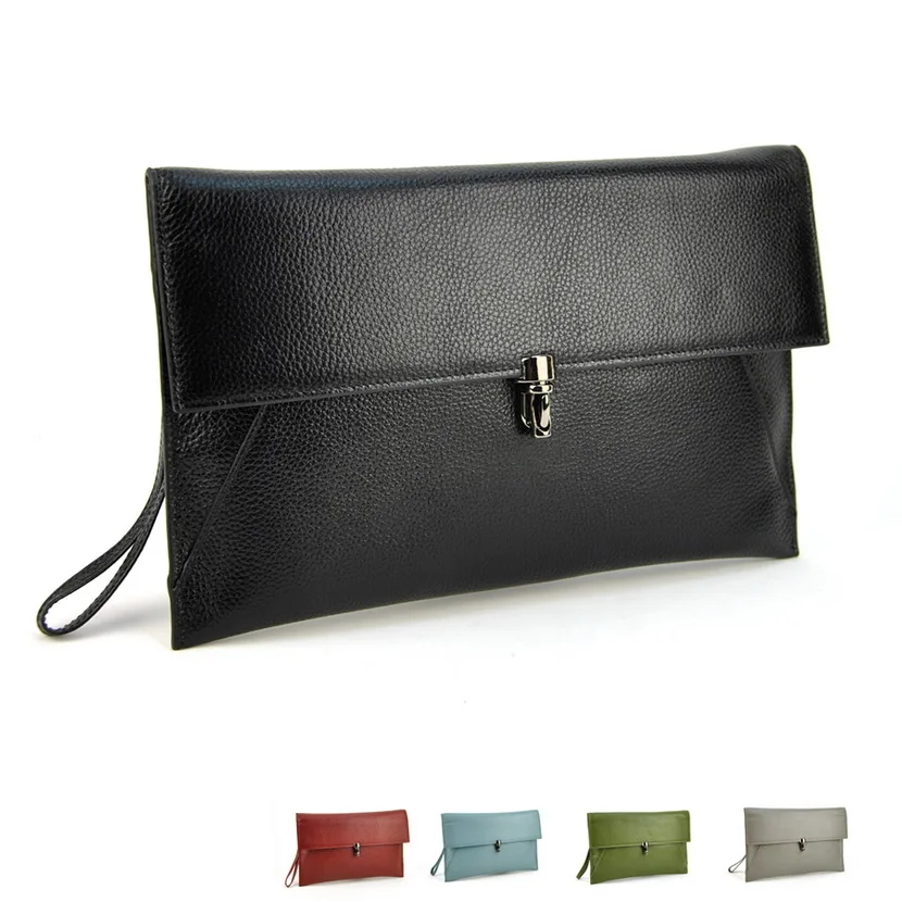 

Genuine Leather Women Daily Clutch Bags Real Skin Cowhide Envelope Shoulder Organizer Purse Eevening Party Ladies Wristlet Bag