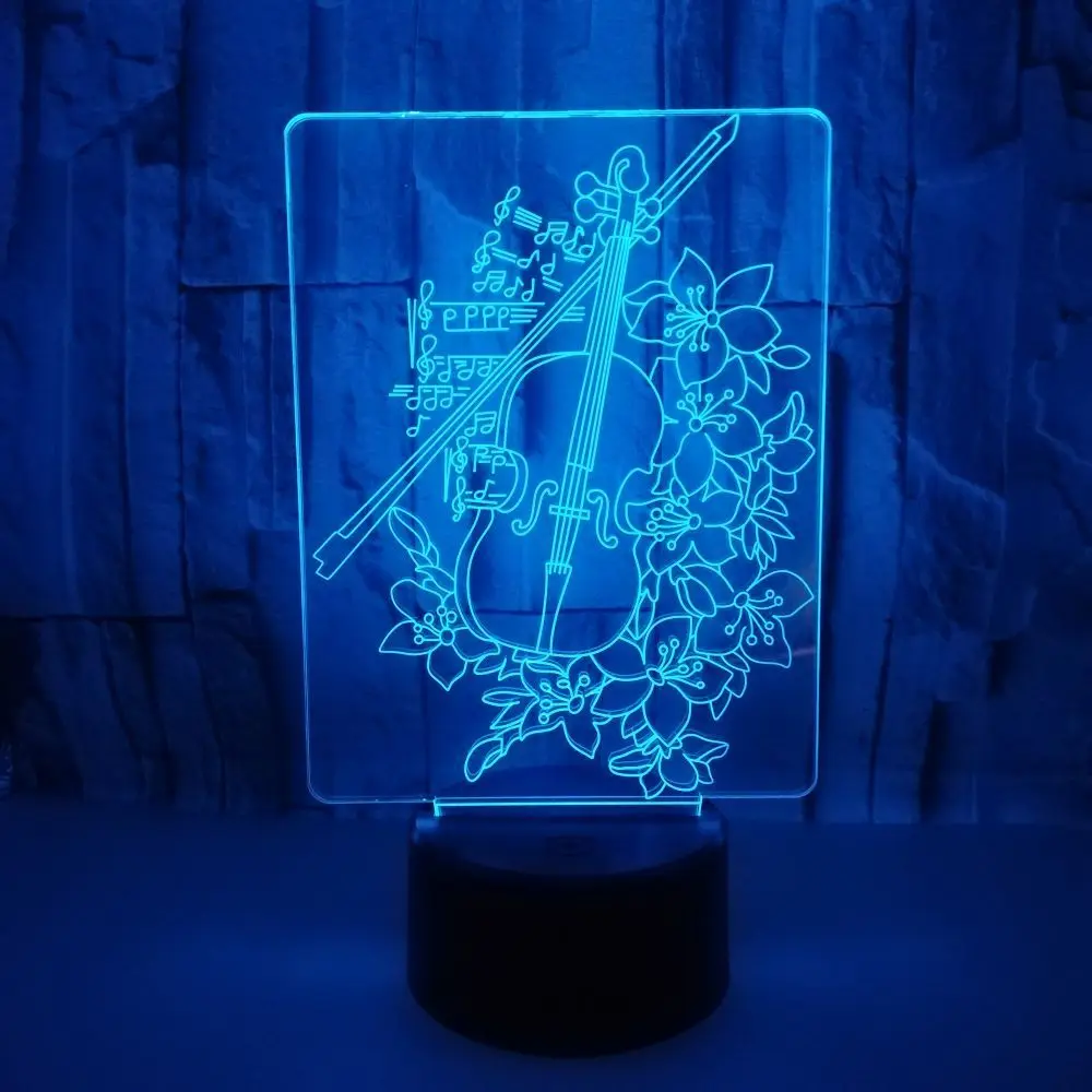 3d ночник для скрипки 7 цветов сенсорное управление Usb светодиодные декоративные