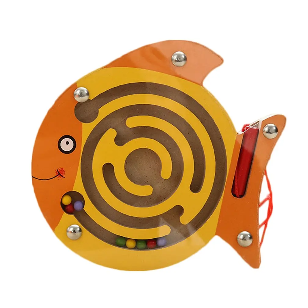 

Small Magnetic Transport Pen Labyrinth Ball Game Wooden Children'S Magnetic Pen Bead Walking Puzzle Toy 2-7 Years Old