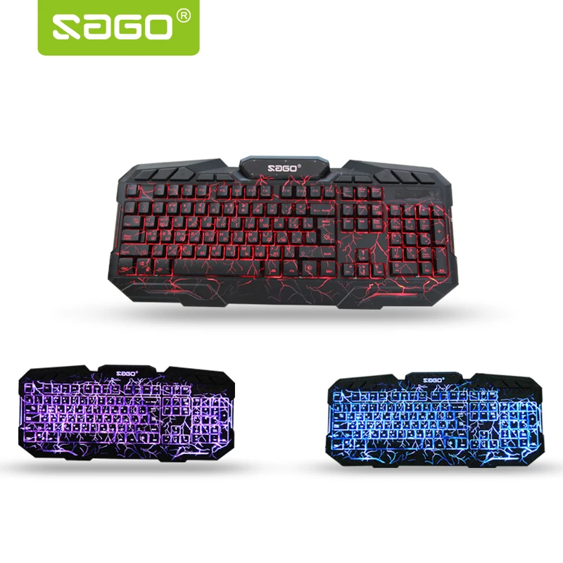 

SAGO Upgraded M-300 Russian/English Layout USB Keyboard 3 Colors Backlight Wired Gaming Keyboard Desktop PC Computer Keyboard