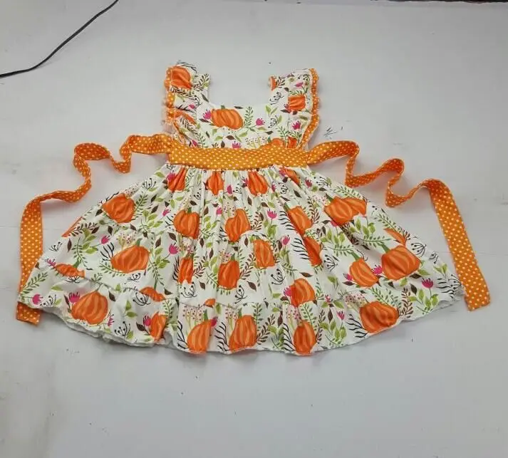 

New style Girls' dress with pumpkin prints kids wear clothes