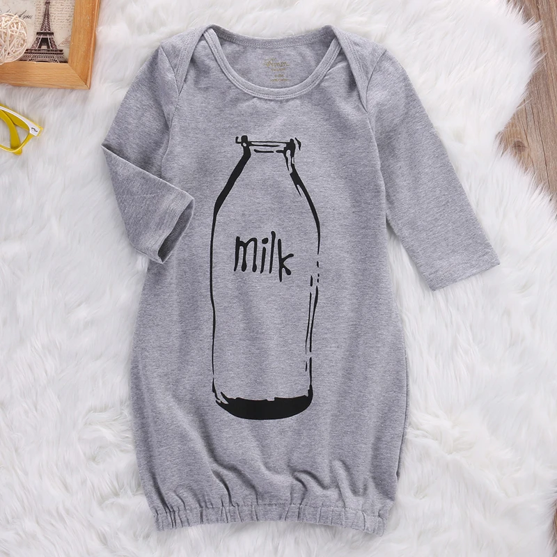 Newborn Kid Baby Boy Girl Milk Botton Long Sleeve Sleepwear Cotton Sleeping Bag Pajama Outfit