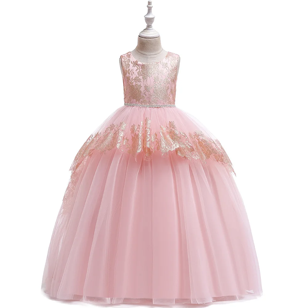 Детский костюм для девочек осеннее нарядное платье принцессы для девочек длинное свадебное платье без рукавов, миниатюрная юбка для танцев, праздничное платье для малышей