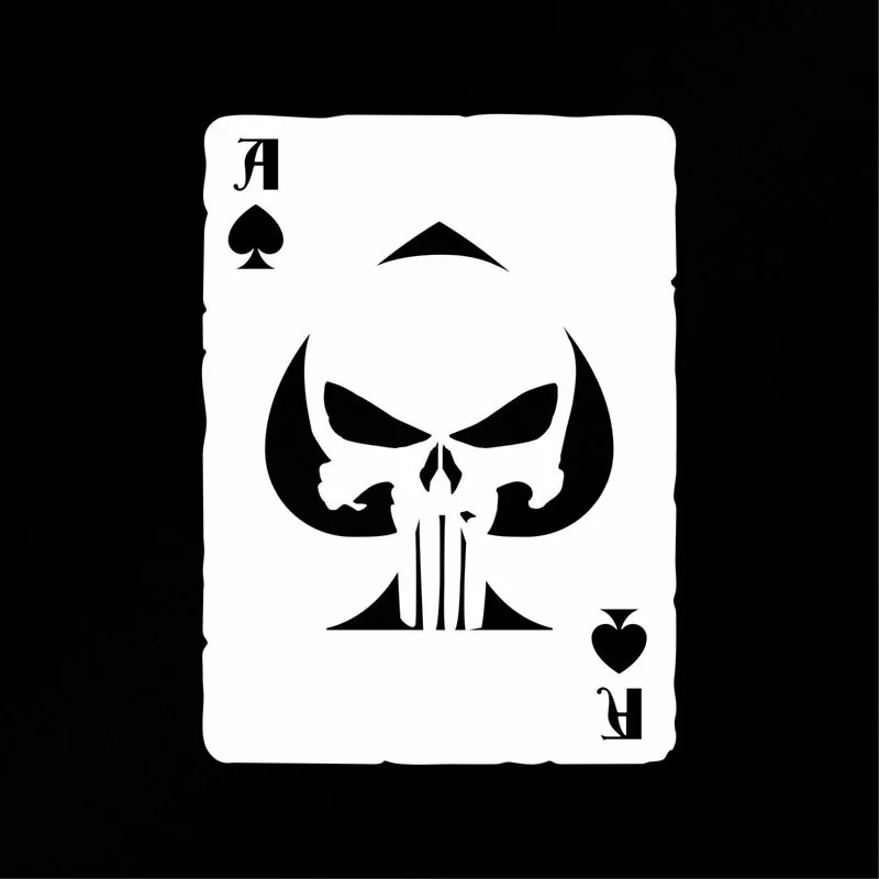 

11*15CM Lovely Joker Skeleton Car Stickers Punisher Skull Playing Cards Poker Car Body Decals Vinyl Auto Accessories