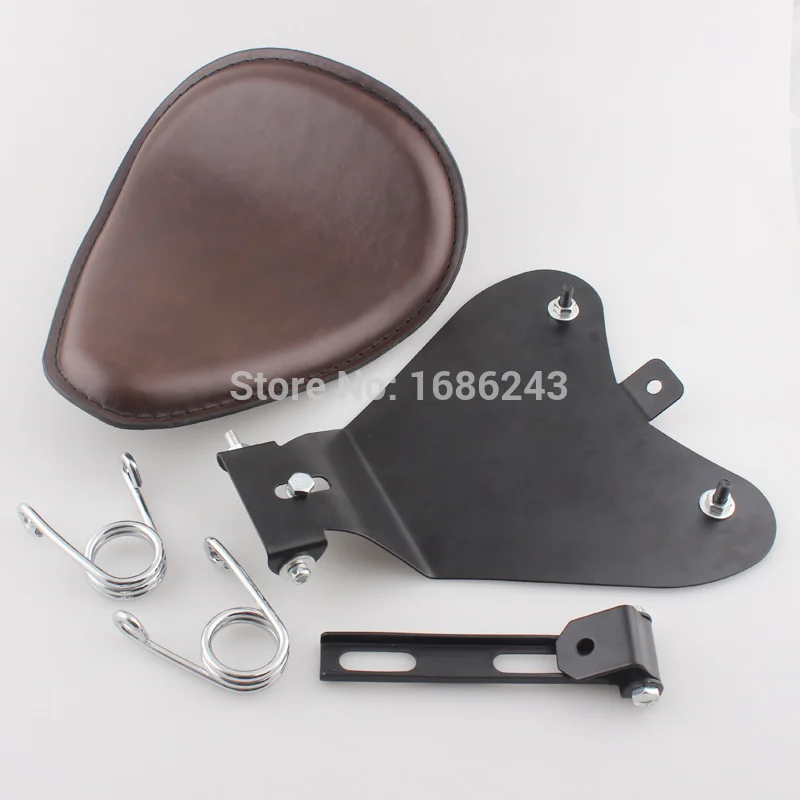 Ретро Коричневая кожа SOLO Seat Pan Cover Frame " весна подходит для Harley Bobber Custom New
