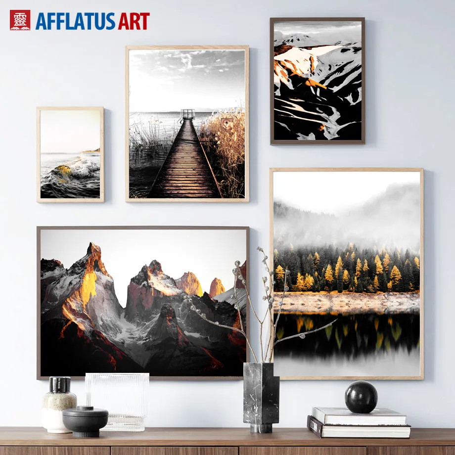

Vintage Forest Mountain Bridge Sea Wall Art Canvas Painting Nordic Posters And Prints Wall Pictures For Living Room Home Decor
