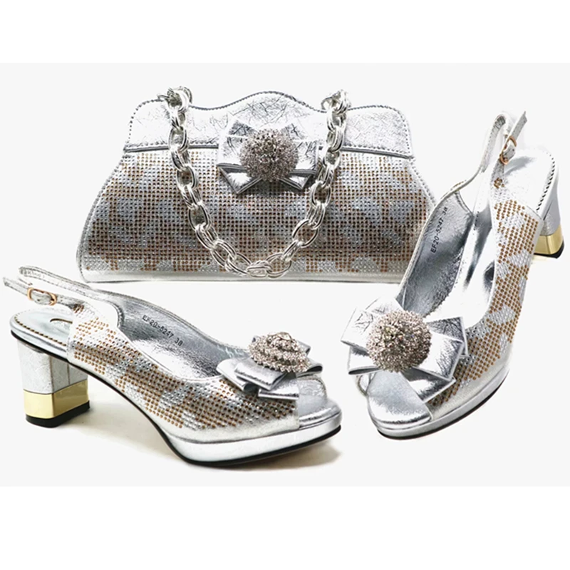 Avec Femmes Parti Strass De gold silver Italiennes Ensemble pueple Et Haute red Sac Blue Qualité Décoré Chaussures Dames green Navy Nigérien Pompes nOAPqwY8