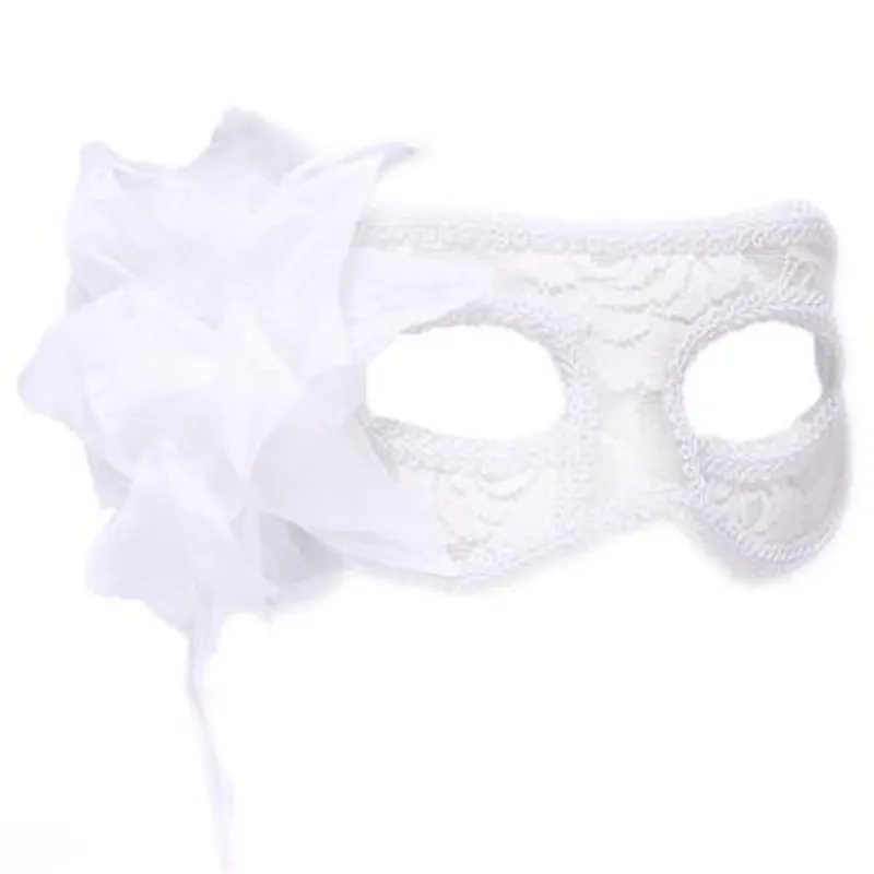 white Кружева маски для хеллоуина Бал-маскарад в венецианском вечерние Eye Mask Feather кружева Карнавальная Фантазия платье костюмы карнавальные маски - Цвет: white