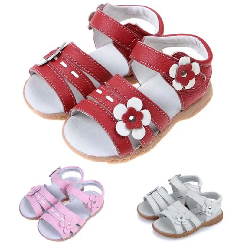 Kids Sandals Summer Genuine Leather Children Sandals for Girls Flower Girls Princess Shoes Breathable Baby
