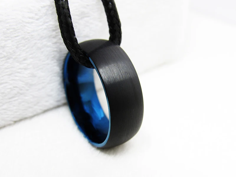 Синий внутри черный щетка Мужская Вольфрам кольцо из карбида Модные украшения палец обручальное кольцо 8 мм