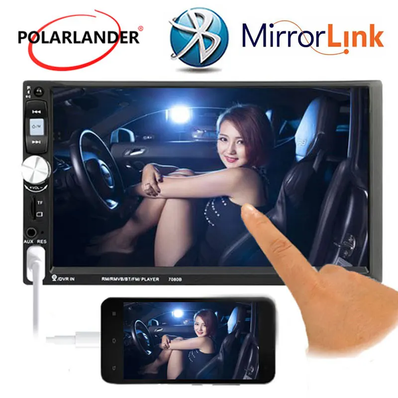 

7 Inch MP5 Player Mirror Link Screen Stereo Car Radio Bluetooth FM USB TF 2DIN Touch Screen Mirror For Android Phone Rear Camera