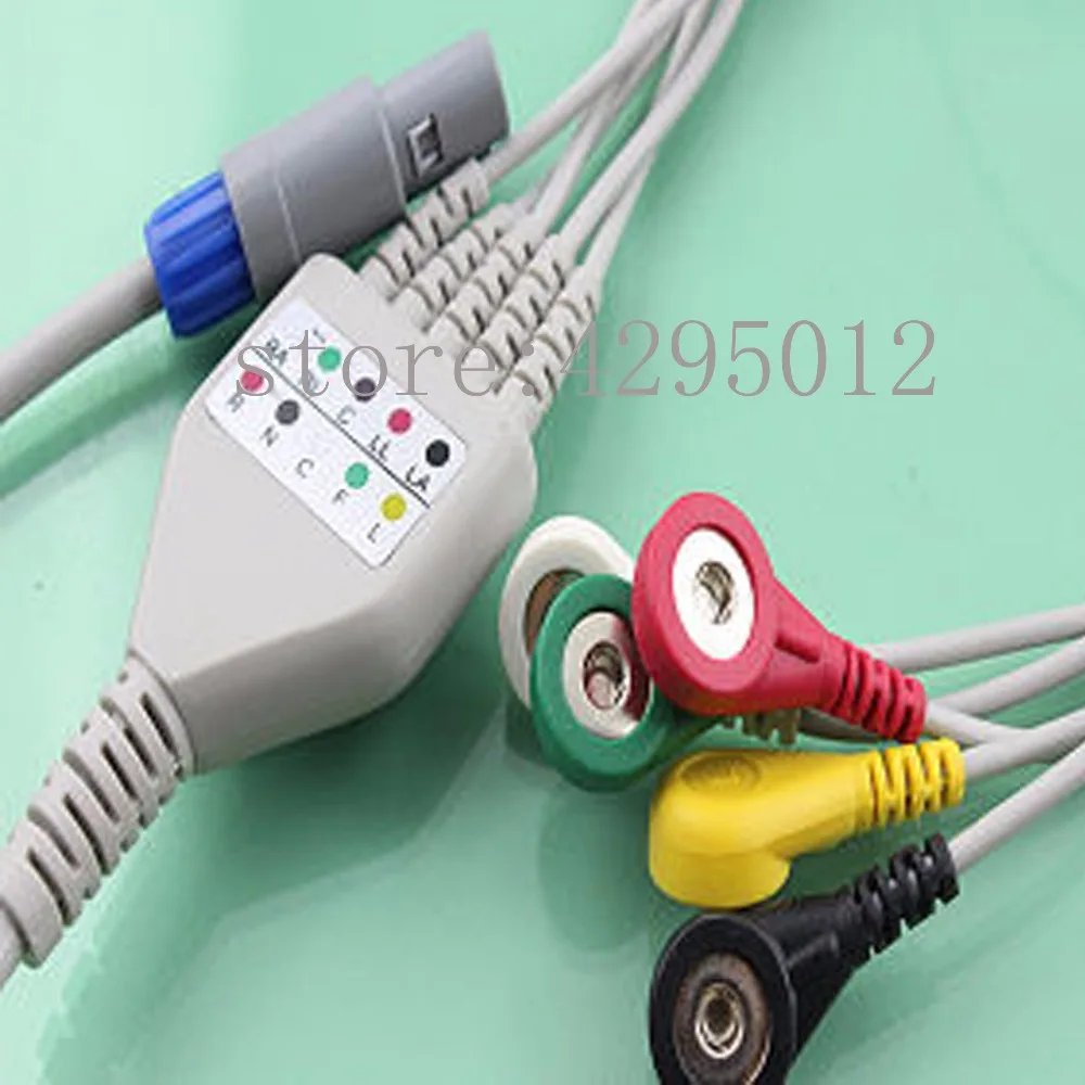 BPM-103 Biosys 3 lead 5 свинцовый ECG кабель с Leadwire | Красота и здоровье