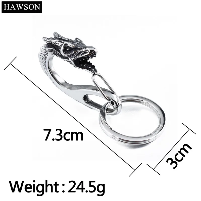 

HAWSON Unique KeyChain Animal Stainless Steel Dragon Design Key Chain Ring Creative Versatile Men's Accessories