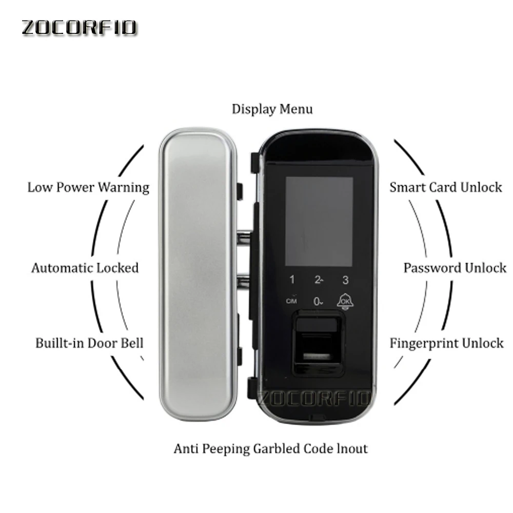 Стеклянный дверной замок офисный без ключа Электрический замок отпечатков пальцев с сенсорной клавиатурой смарт-карта пульт дистанционного управления ключ дверной замок