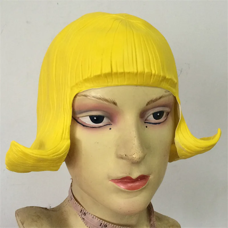 Желтый CD парик довольно женский флэш резиновые желтые парик маска фестиваль маска на Хэллоуин маскарад детали костюма