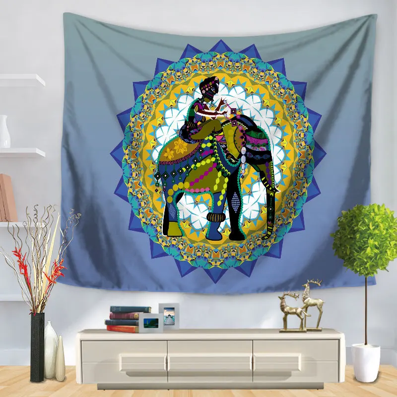 Home Decorative Wall Hanging Carpet Tapestry Rectangle Bedspread Elephant And Mandala Print Pattern GT1256 | Дом и сад