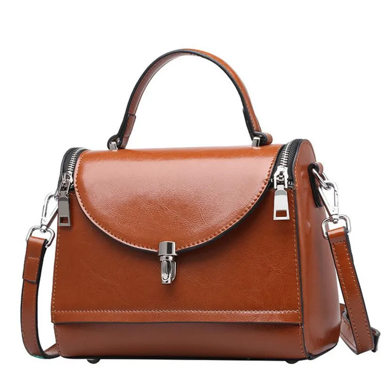 

Brand Cow Split Leather Women Handbag Oil Wax Leather Shoulder Bag Casual Women Bag Fashion Europe and America Style