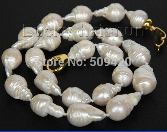 

~~ Free Shipping natural 18" 25mm baroque white Reborn keshi pearls necklace