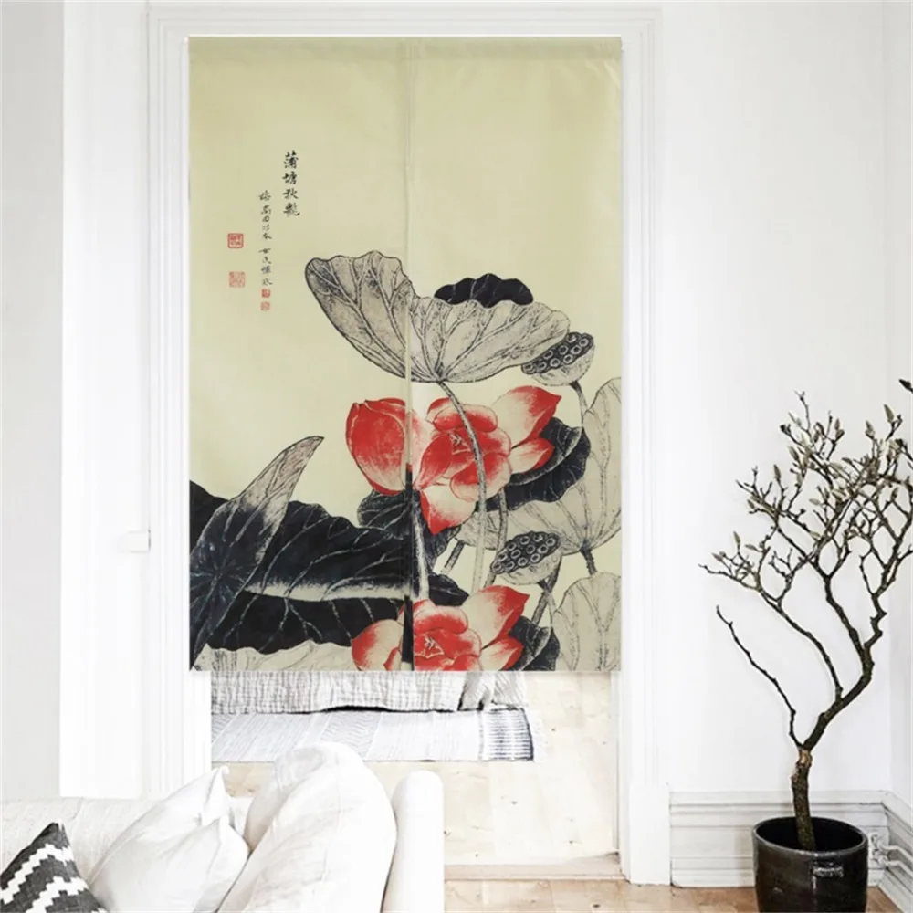 

XIAOKENAI 85x120cm Traditional Chinese Decorative Door Curtain Tube Doorway Curtains Home Decor Divider For Bedroom Kitchen Deco