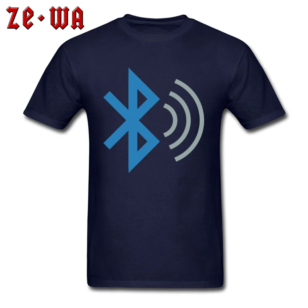 bluetooth 2 Custom Short Sleeve Tops Shirt Summer Fall Crew Neck 100% Cotton Mens T Shirts Custom T-Shirt Prevailing bluetooth 2 navy