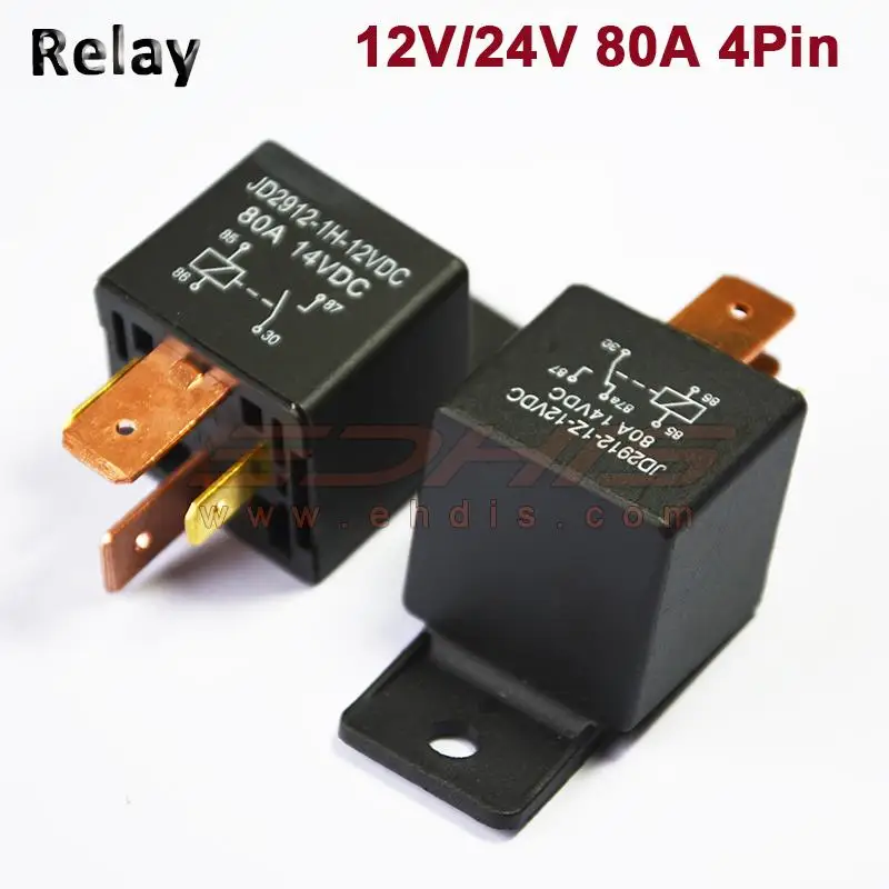 2pcs 12v 24v Dc 80a 4pin Car Relay Auto Waterproof Relay