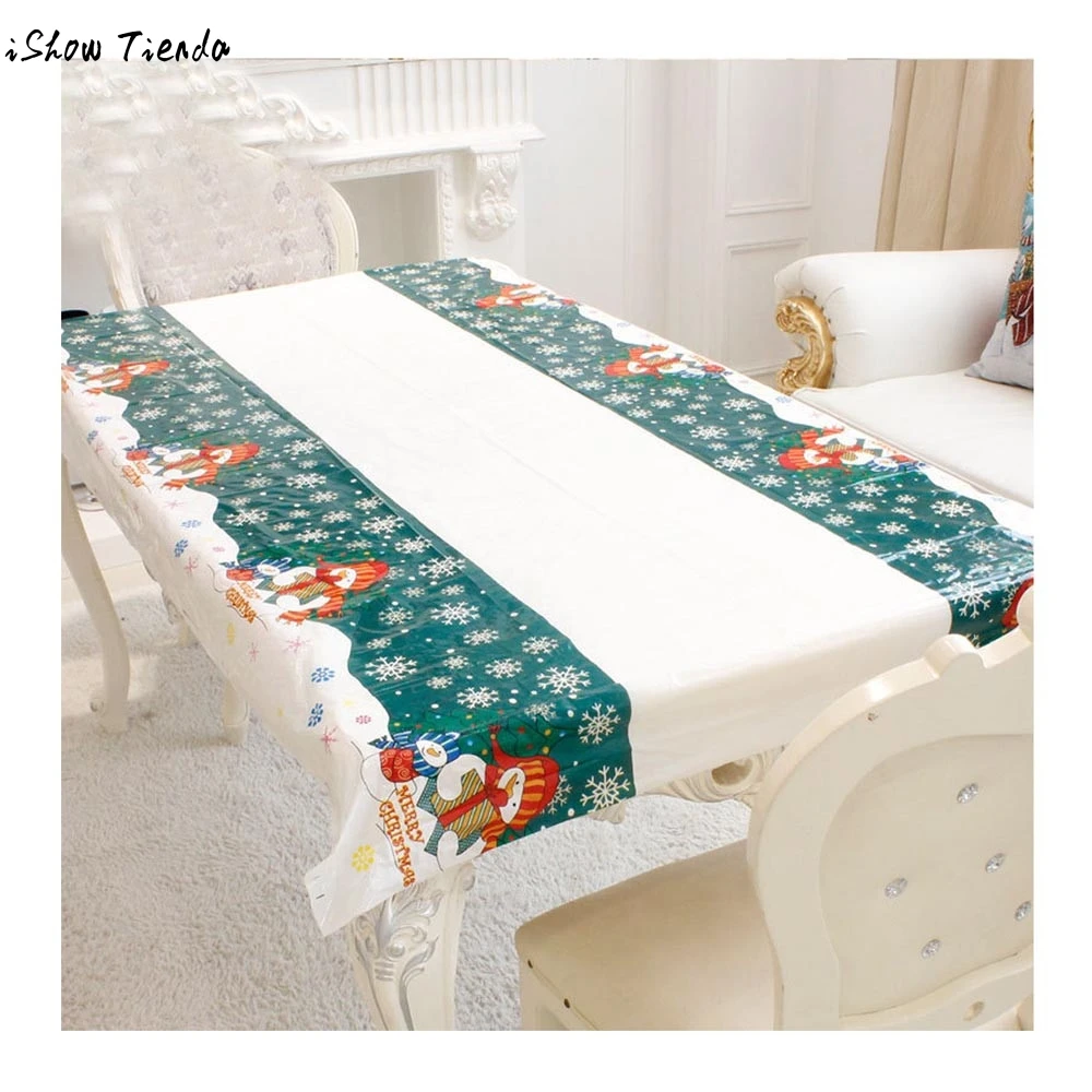 

New Arrival Table Cloth Disposable Merry Christmas Rectangular Printed PVC Cartoon Tablecloth 110*180cm toalha de mesa20180.9