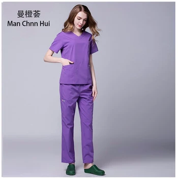 

Hospital doctor surgery Uniforms Summer V-Neck Hospital Beauty scrubs medical uniform women Sets Surgical gowns